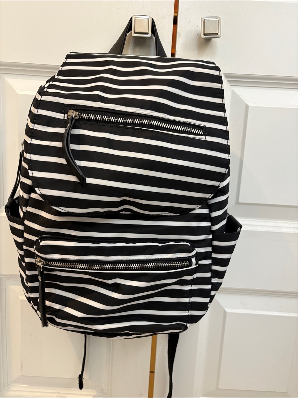 Black and White Striped Backpack
